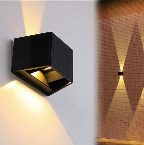 Arnusa Solarleuchte modern Wandstrahler helle Wandlampe kabellos UP Down Außenleuchte 1300 mAh warmweiß Außenlampe Solarlampe