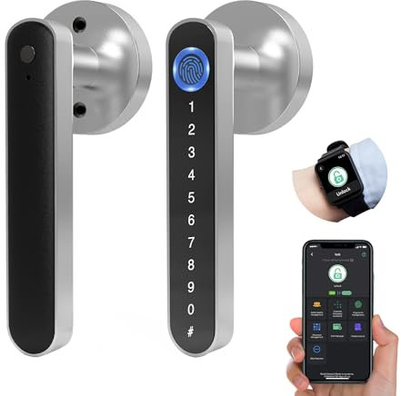 Eseesmart Serratura intelligente per impronte digitali, maniglia biometrica per serratura della porta con controllo app, touch digitale per porta d'ingresso, casa e ufficio