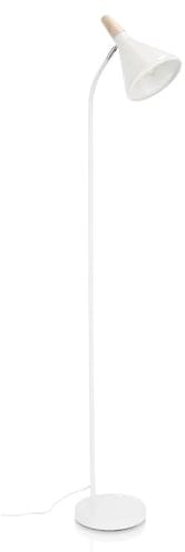 Decor Space Stehleuchte Brill aus pulverbeschichtetem Stahl und Kiefernholz, Höhe 148 cm (weiß)