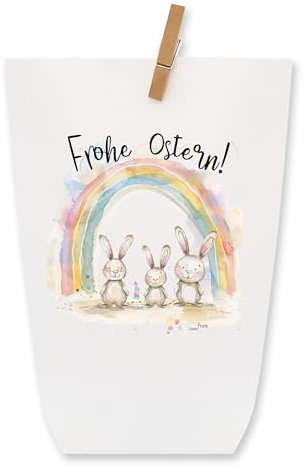 Paul's Papierfabrik - 8 wunderschöne Ostertüten - Einzigartiges Design aus nachhaltigem Kraftpapier, Geschenkidee oder Oster Dekoration - mit Holzklammern, Osternest zum Basteln und Verschenken