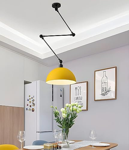 Pendant lamp fitting chandelier Long Swing Arms Kitchen Island with Extra Long Adjustable Cord Industrial Metal Dome Hanging Lamp Farmhouse for Dining Room Restaurant Home Bar