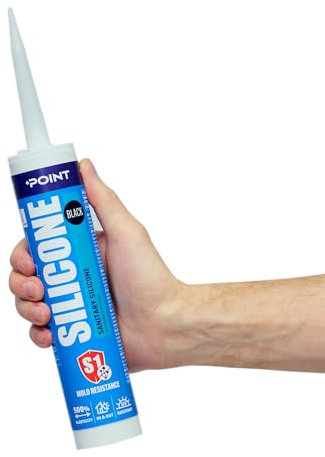 POINT Schwarz C04 Sanitär Silikon – Wasserfestes Bad Silikon & Küchensilikon – Feuchtigkeits- und Hitzeresistentes Sanitärsilikon, Made in EU – Leichte Verarbeitung – Perfekt für Hand- und Heimwerker