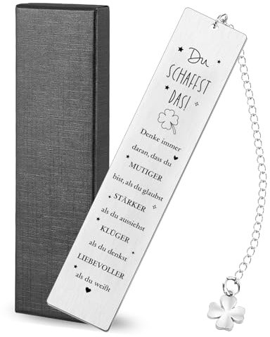 Sugeru Metall Lesezeichen,Lesezeichen Personalisiert,Inspirierendes Lesezeichen Dankeschön Bookmark mit Anhänger,Glücksbringer,für Freunde Weihnachtsgeschenke Geburtstagsgeschenk (Du schaffst das)