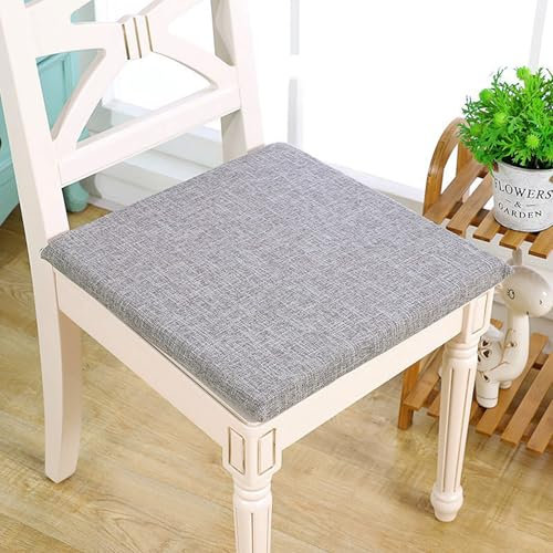Stuhlkissen 40x40 Eckig KüChenstuhl Landhaus, Sitzkissen Esszimmerstuhl ohne Bänder, Einzeln Sitzpolster Gartenstuhl Waschbar Linum Bezug mit ReißVerschluss, 3cm Dicke Sitz Auflage