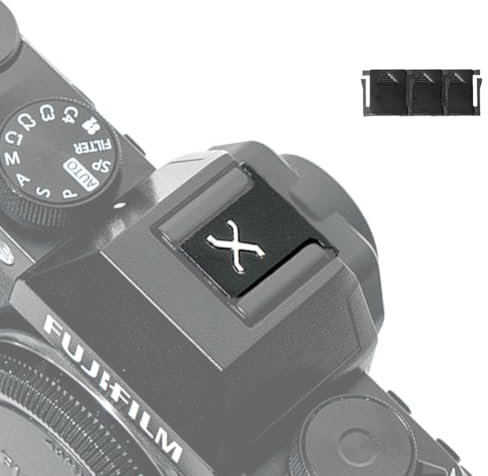 Niyi Focus 1pcs Camera Hot Shoe Cover Camera Cold Shoe Cap Protector Flash Cover Aluminum Alloy for Fuji X Fujifilm GFX mount Camera(Black with SilverX)