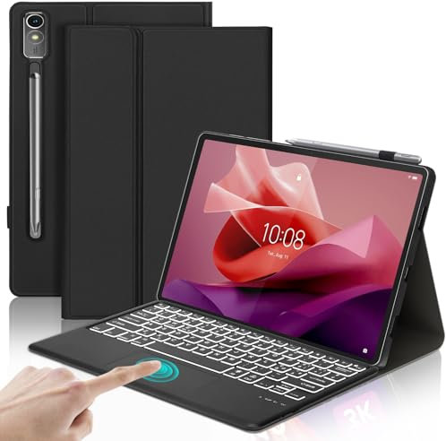 JADEMALL Tastiera con Trackpad per Lenovo Tab P12 12.7 2023, Italiano QWERTY Tastiera Retroilluminata Bluetooth Magnetica Staccabile con Touchpad per Lenovo Tab P12 2023, Nero