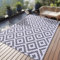 Homaxy Outdoor Teppich Wetterfest, Kunststoff Stroh UV-beständig Wendbar Faltbar Waschbar Balkon Garten Teppich für Terrasse Camping Picknick (120 x 180 cm, Grau & Weiß)