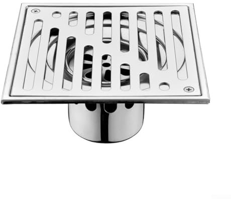 Quadratischer Bodenablauf aus Edelstahl, 1 Stück, Edelstahl-Bodenablauf, Edelstahl-Bodenablauf, Bodenablauf-Stopfen, Badewannenzubehör (150 x 150 mm)