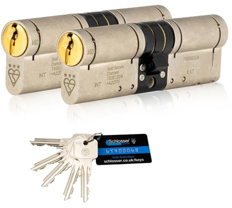 SCHLOSSER TECHNIK 3 Star Kitemarked Keyed Alike Euro Cylinder Lock 30EX/30 (60mm) in Dual Finish, British Standard TS007 Anti-Snap Barrel Lock.