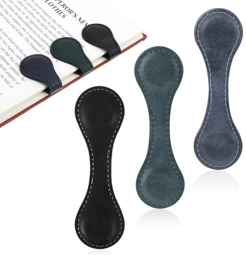 3 Stück Leder lesezeichen Magnetische Lesezeichen Leder automatisches lesezeichen Vintage weihnachten Tragbares Lesezeichen für Frauen Schüler/Lehrer Kinder Bücherwurm Buchliebhaber Lesergeschenk-B
