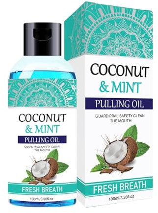 Kokosöl Mundwasser 100ml - Cool Mint Mild, Kokosöl Mundwasser Mild Entfernt Gelb, Cool Kokosöl stellt die Mundgesundheit wieder her Frische Atem Saubere orale versteckte Rückstände (100ml(1 Pack))