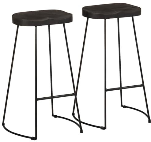 vidaXL Bar Stools 2 pcs Black 45x40x78 cm Solid Wood Mango