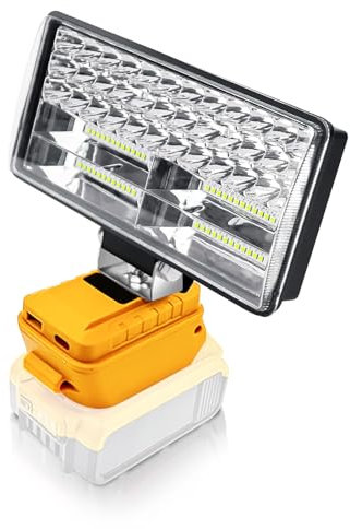 Lampe à batterie pour batterie Dewalt 18 V/20 V, 90 W 5400 lm sans fil, projecteur portable pour chantier, phare de batterie avec charge de type C pour le camping (pour Dewalt 18 V/20 V)