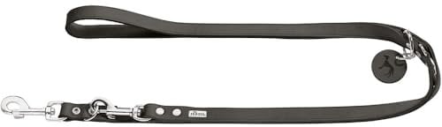 HUNTER verstellbare Hundeführleine aus Leder, Farbe: steingrau, besonders belastbar, 3-Fach verstellbar, mit Leder-Schlüsselanhänger, Made in Germany, Größe: 16/200