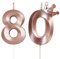 Yiran Rose Gold 80th Birthday Candles with Crown Decor, 3D Number 80 Candle, 80th Birthday Candle for Cake, Happy Birthday Candle, Cake Candles Cake Topper Decorations for Women Birthday Party Supply