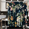 Hopomoon Artistic Floral Duschvorhang - Handgemalt Stil Badezimmer Dekor Wasserdicht Polyester Stoff 180x180cm Schwarz Vintage Design mit Natur inspiriertem Muster