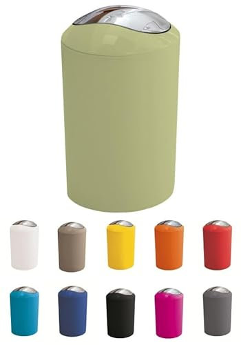 KW Gleam 5Ltr Swing Bin - Compact Bathroom/Kitchen/Waste Bin (Dill Green)