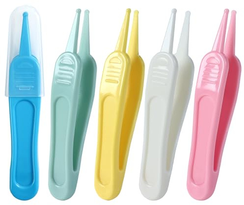 Clofiak 5 pinzas de limpieza de nariz, recogedor de nariz de bebé de 5 colores, herramienta eficaz para eliminar mocos, clip limpiador de ombligo y orejas para el cuidado del bebé