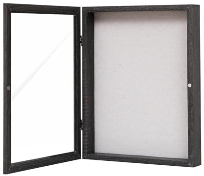 Muzilife Holz 3D Bilderrahmen zum Befüllen mit Öffnung 28x37cm | Objektrahmen Mit Stecknadeln & Dübel für DIY Shadow Box, Ostern Muttertag Geschenk Holzkohlen Schwarz