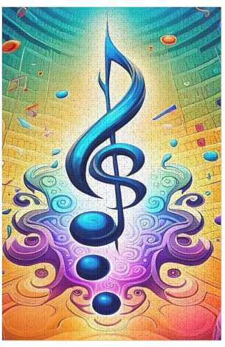 Musical Note Wooden Puzzles for Adults,1000 Piece,Jigsaw Puzzle for Teens Brain Challenge 78×53cm