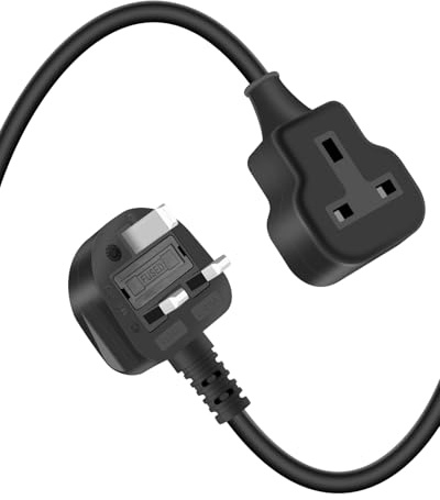 RIIEYOCA 1 Way UK 3 Pin Extension Lead, 0.3M Short Heavy Duty Power Cable, 250V 13A Fused with Waterproof Socket for Outdoor, Camping, Garden, Home, Office - Black