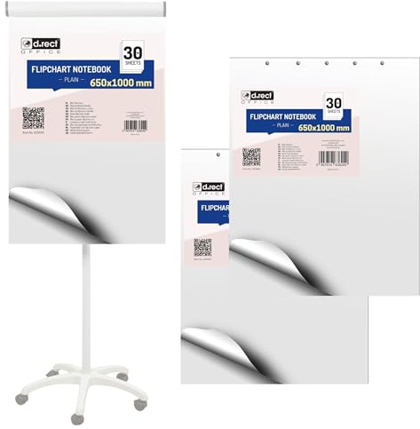 D.RECT Flipchart Papier Block 3er Set 90 Blatt | 650x1000 mm | 80 g/m² glatt | 30 Blatt je Block