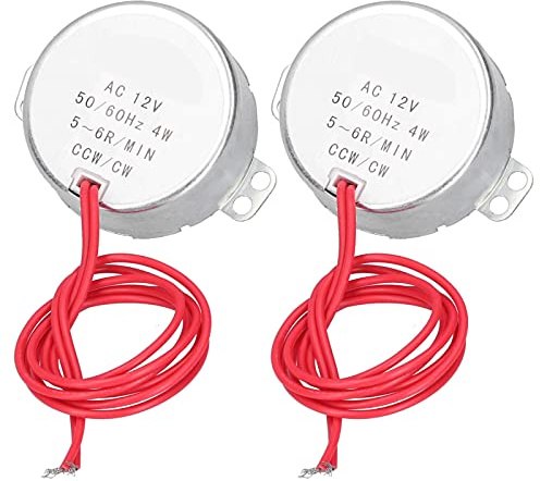 Yctze Moteur Synchrone AC 12V, Conception Compacte, Faible Bruit, 5-6 Tr/min, pour Ventilateur ou Plateau Tournant de Micro-ondes, 2 Pièces