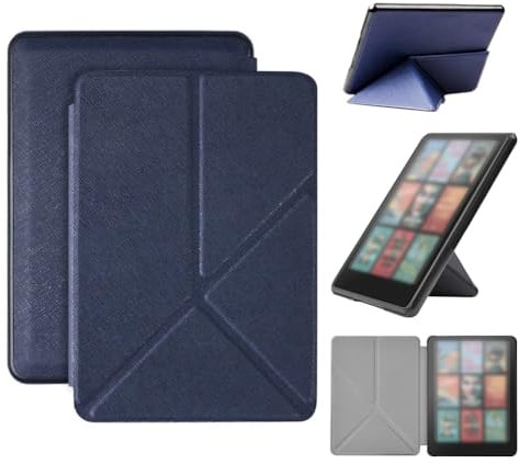 Étui pour Kindle Paperwhite 12e génération 2024 7 Pouces, Coque renfermant en Origami avec Support Pliable et Couverture magnétique en PC arrière