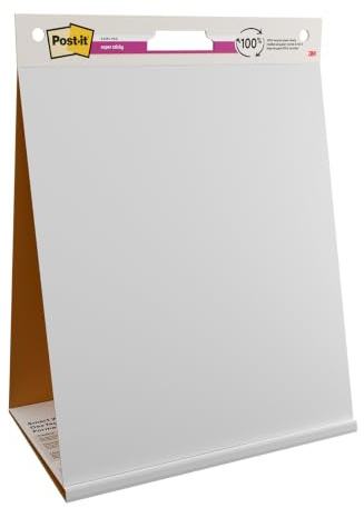 Post-it Super Sticky Tisch-Meeting-Charts, 20 Blatt, 58,4 x 50,8 cm | Selbsthaftende Flipchart-Blöcke für Brainstorming und Präsentationen; Stark Haftende Blätter aus 100 % Recyclingpapier