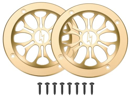 Rebower 2 Pcs 4 Car Speaker Grills Cover with Screws Gold