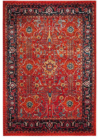 SAFAVIEH Traditionell Teppich für Wohnzimmer, Esszimmer, Schlafzimmer - Persian Collection, Kurzer Flor, Orange und Marine, 201 X 274 cm