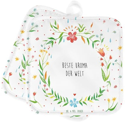 Mr. & Mrs. Panda Topflappen Uroma - Geschenk, Omi, Schöne Topflappen, Ur Oma, Omma, Großmama, Ofenhandschuh, Topflappenset, Ofenhandschuhe,