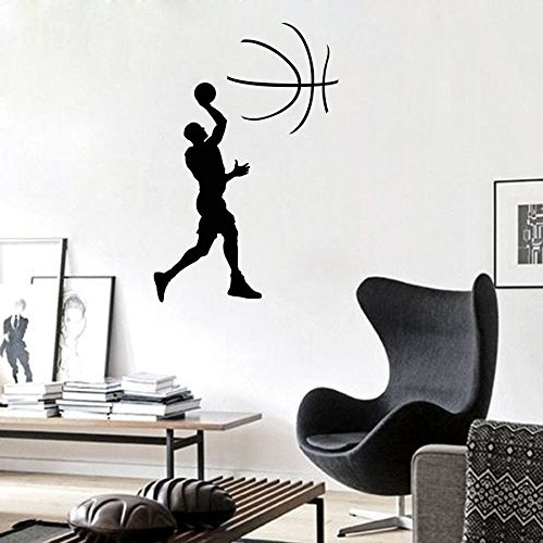 Vinyl Wandtattoo Basketball Wettbewerb Spieler Sport Ball Ballspiel Wandaufkleber Wandsticker Wanddekoration Fototapete Dekoration Basketball Verein Emblem für Basketballverein Kinderzimmer Logo M264