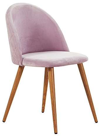 P&N Homewares® Lucia Velvet Chair (Light Pink) | For Dining Room, Living Room, Bedroom, Dressing Table etc. | Upholstered | Wooden Legs