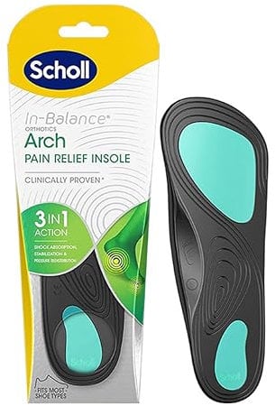 Scholl In-Balance Orthotics Arch Support Insoles for Men and Women-Helps to Alleviate Discomfort from Fallen Arches, Orthopaedic Inserts with Pressure Redistribution, Shock Absorption, Motion Control