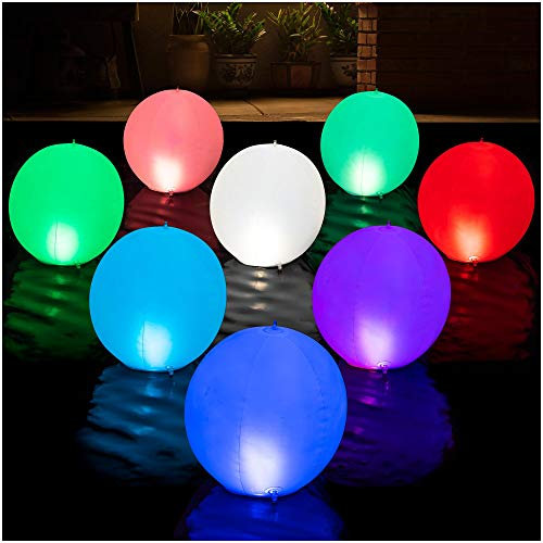 HAPIKAY Lot de 2 lampes solaires flottantes pour piscine – Boules de 35,6 cm à changement de couleur – Flottent ou accrochent dans la piscine, le jardin, le jardin, le bassin, les décorations de fête
