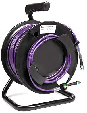 Emelec VíasCom R-SDI-234/040 – 40m Cable Video 4K-UHD 12G-SDI (0,76/3,40/6,00) montado en Portacables con BNC 4K-UHD – Conductor Multifilar – Color Violeta – PVC Flexible
