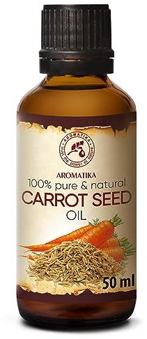 Aceite Portador de Semillas de Zanahoria 50ml - Daucus Carota - Aceites de Semillas de Zanahoria prensados en frío para - Cuidado de la Piel y el Cuerpo - Cuidado del Cabello - Cuidado de Las Uñas