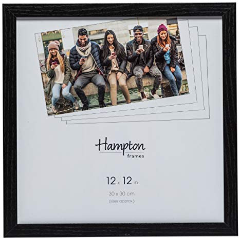 Hampton Frames Oxford OXF1212NGX - Cadre photo carré en plexiglas sans verre - Noir, 30 x 30 cm