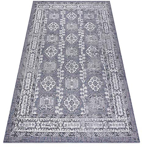 rugsx Teppich SISAL SION innen & außen, flach gewebt, für Zimmer, Küche, Terrasse und Balkon, blau/rosa/Ecru 180x270 cm