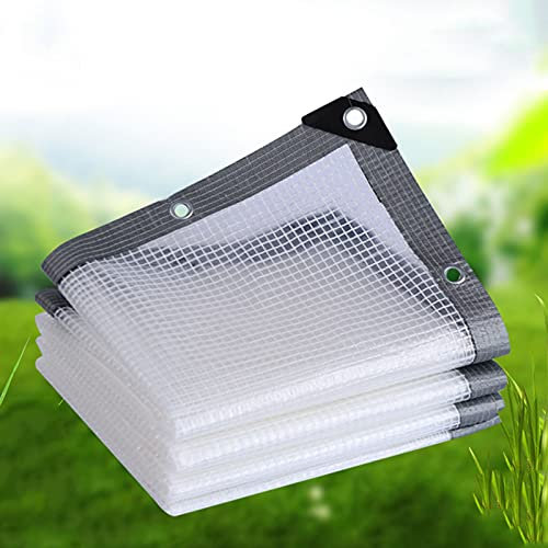 Aocet Transparent Gewebeplane Gitter Plane für Holz, Gartenmöbel, Pflanze, Abdeckplane Schutzplane Regenschutz mit Ösen und Seil, Gewächshausfolie Gitterfolie, Wasserdicht, Reißfest (Größe : 3x3m)