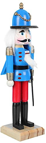 Amosfun Wooden Nutcracker Desktop Decoration Ornament Classic Collectible Nutcracker Design for Christmas Bag Stuffer Blue