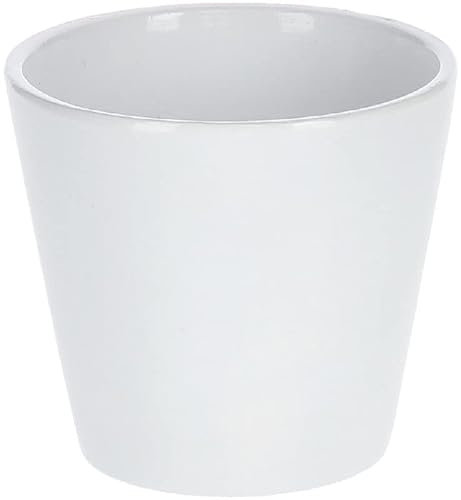 Kotarbau® - Vaso da fiori in ceramica, 9 cm di diametro, classico, colore bianco liscio