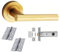 Infinity Decor 1 Set T-Bar Satin Brass Lever On Rose Door Handles Internal - Latch & Hinges Pack