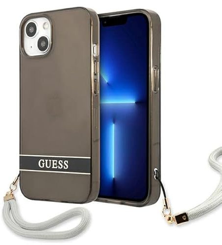 GUESS GUHCP13SHTSGSK Case for iPhone 13 Mini 5.4 Inches Black Translucent Stap