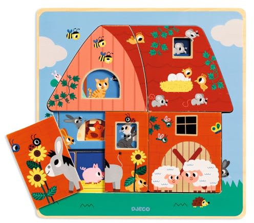 Djeco Schichtpuzzle: Chez Moo | 12 Teile | Babypuzzle DJ01482