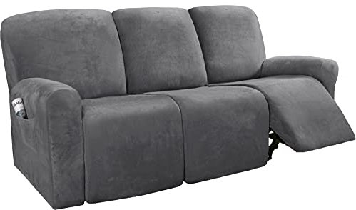 WYJHNLBEDC 8 Stück Sofa/Couch überzug Stretch, Elastischer Sesselschoner aus Dicke Samt für Relaxsessel/Fernsehsessel/Kinosessel 3 Sitzer, Sofaschutz Hund Kratzschutz Katze