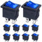 Taiss 10 pezzi interruttore a bilanciere con LED blu ON/OFF DPST 4Pin interruttore a bilanciere 2 Posizioni 6A 220V-250VAC per Elettrodomestici Barca Camion KCD1-4-201N-BU