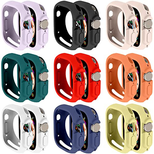 Funda compatible con Apple Watch Ultra 3/Ultra 2/Ultra 49 mm, carcasa de silicona TPU resistente a los golpes, ligera y amortiguadora, resistente a los arañazos (9 unidades)