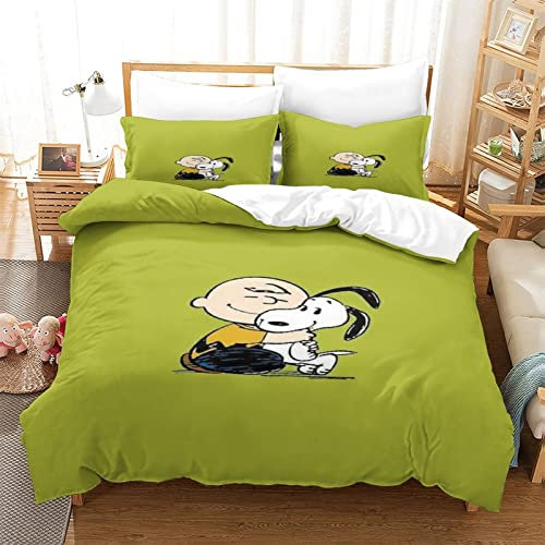 VOSILE Snoopy Mikrofaser-Bettbezug, 3-teilig, Geeignet Für Kinder, Jugendliche Und Erwachsene Single(135x200cm)